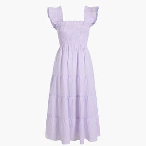 Hill House Home Ellie Nap Dress in Lilac Stripe Linen S NWT